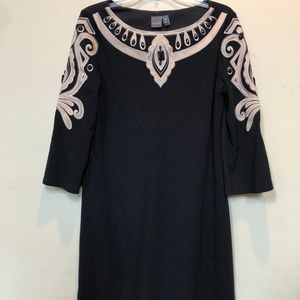 Muse Black Quarter Sleeve Dress with Embellishment